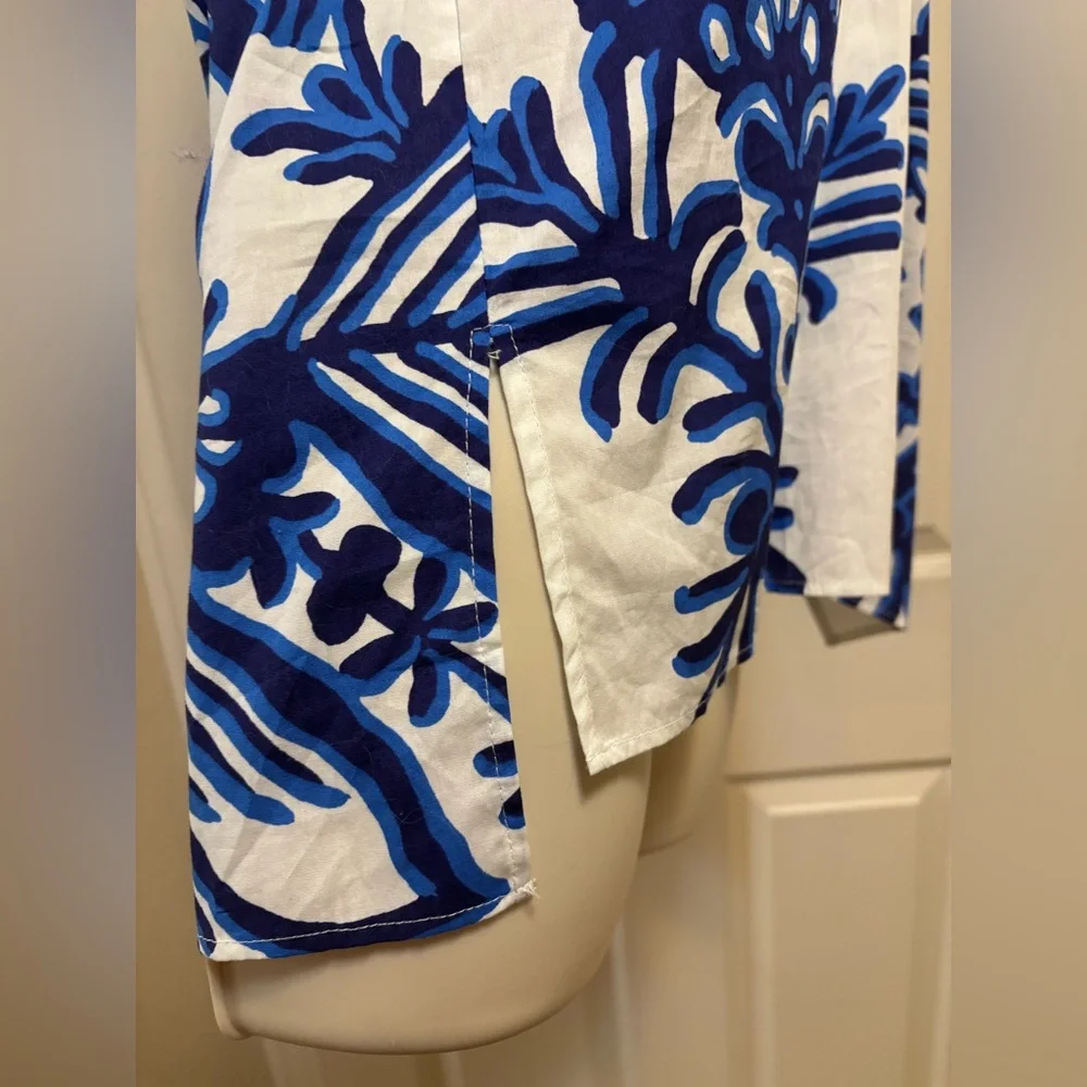 Zara Blue & White Floral Blouse – Grandmillennial / Chinoiserie Inspired - Picture 3 of 4